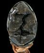 Septarian Dragon Egg Geode - Black Crystals #88190-1